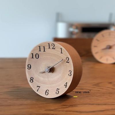 DEMI Tisch Solide Silent Mini Schreibtisch Batterie Runde Typ mit Einfache Typ mit LOUS. Uhr, Analog, Holz, Stilvoll, Holz, Bewegung, Größe, Uhr, Rund,