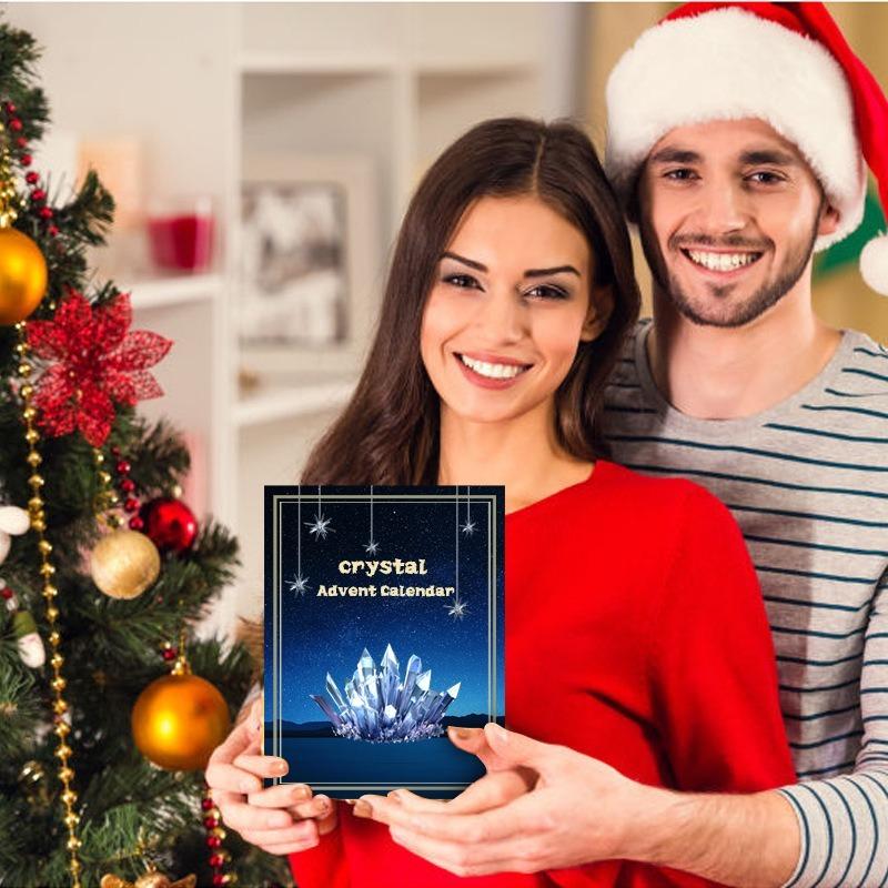 2025 Kristall Ankunftsfest Kalender, 24-Tage Countdown mit natürlichen Edelsteinen, Perfektes Geschenk für Erwachsene am Weihnachtstag