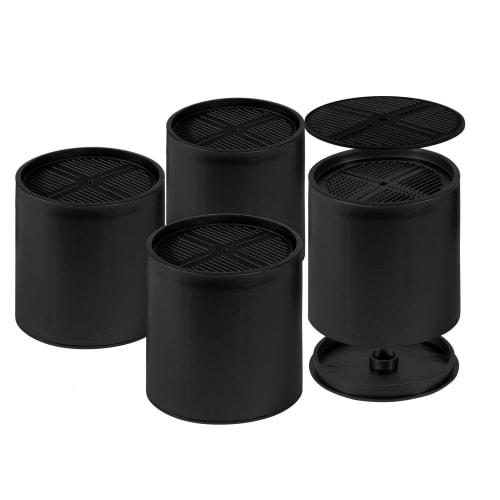 Adjustable Extension Legs for Beds, Tables, Sofas, Desks, and Kotatsu Tables. Set of 4. Height Adjustable. Supports 1000kg. Black. Round. 10cm High.
