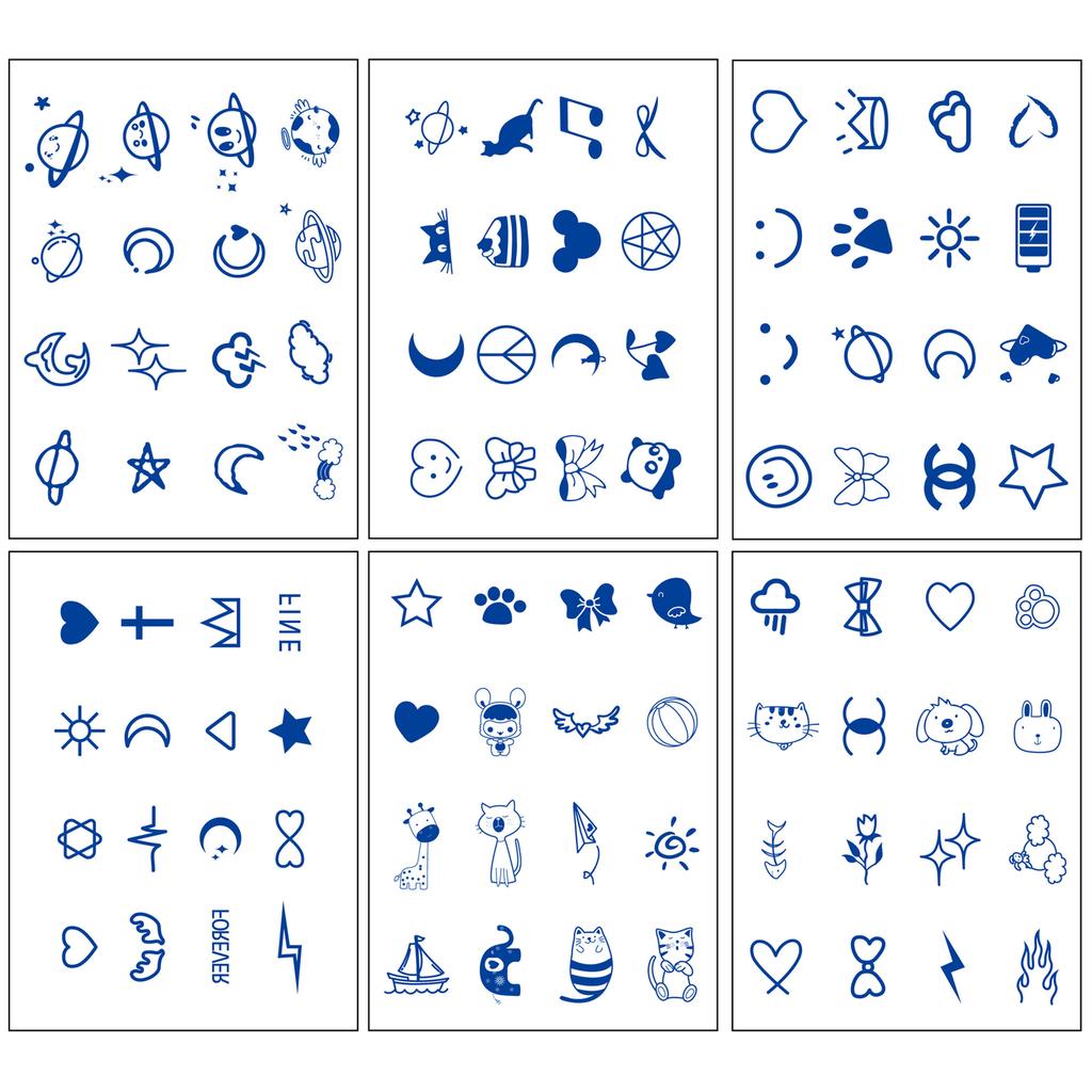 6pcs Lasts To 15 Days Tattoo Sticker Body Art Magic Fake Tattoo Simple Love Butterfly English Letter Waterproof Long Lasting Temporary Finger Tatoo