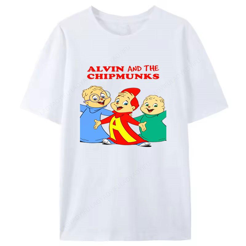 Alvin And The Chipmunks Red Shirt Unisex Sp Movie Promo Nerd Geek Animation Adult Tshirt Graphic T Shirts Cotton Tee Tops