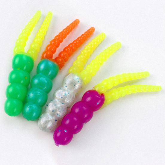 20Pcs 5CM/2G Soft PVC Worm Bait Fork Tail Two-color Bionic Artificial Worm Lure Swimbait Saltwater Freshwater Fishing Accessories