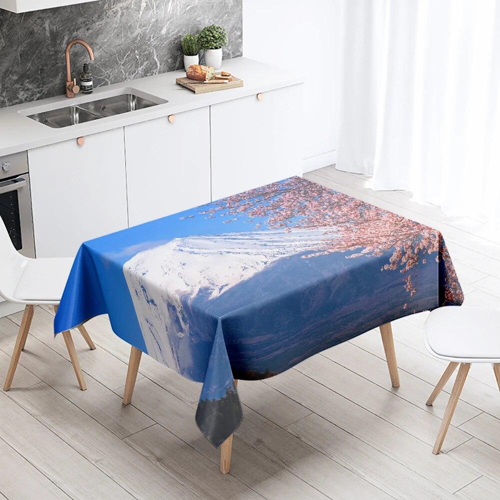 Winter Snow Tablecloth Beautiful  Anti-fouling Waterproof Rectangular Kitchen Table Home Decoration