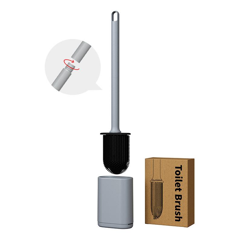 

Soft Rubber Toilet Brush, Wall-mounted Plastic Toilet Brush Set, No Dead Corners, with Base Cleaning Brush