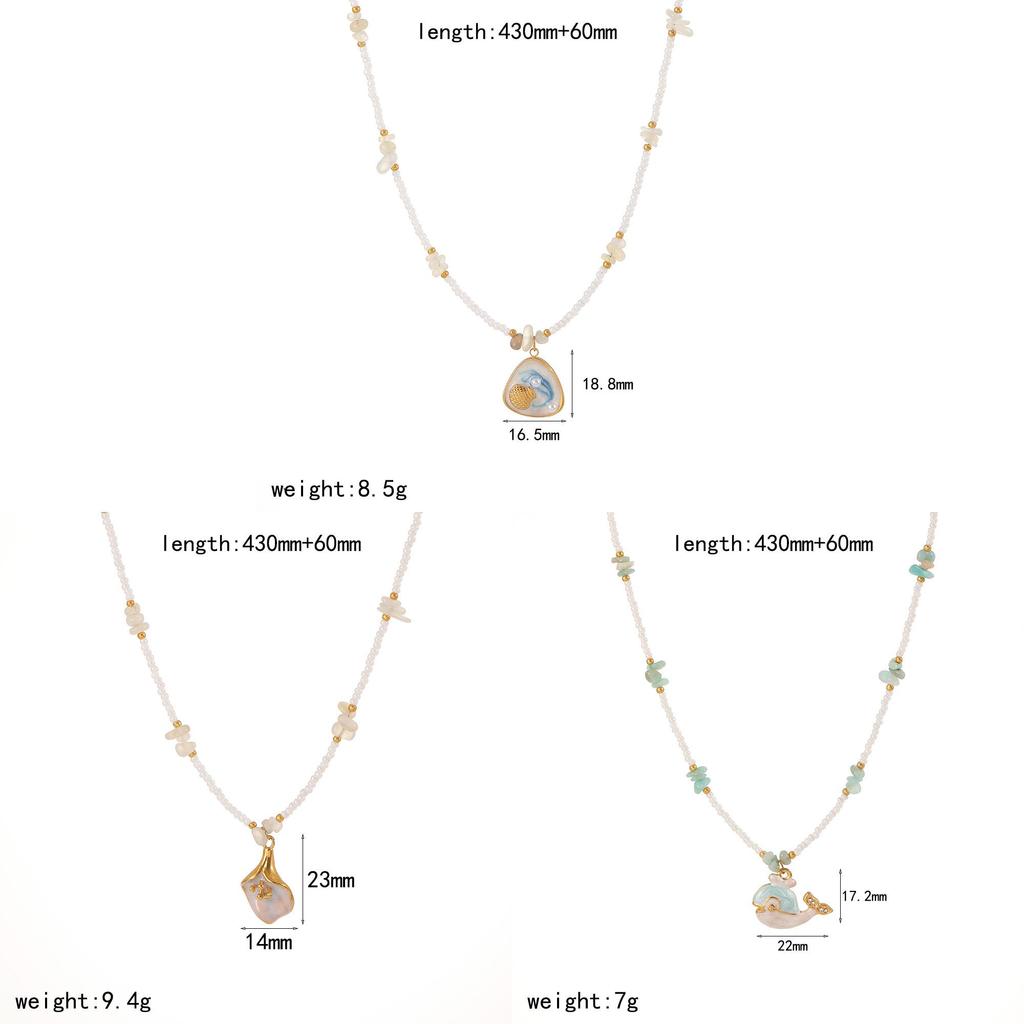 Marine Animal Pearl Necklace For Women With Dolphin And Starfish Pendant
