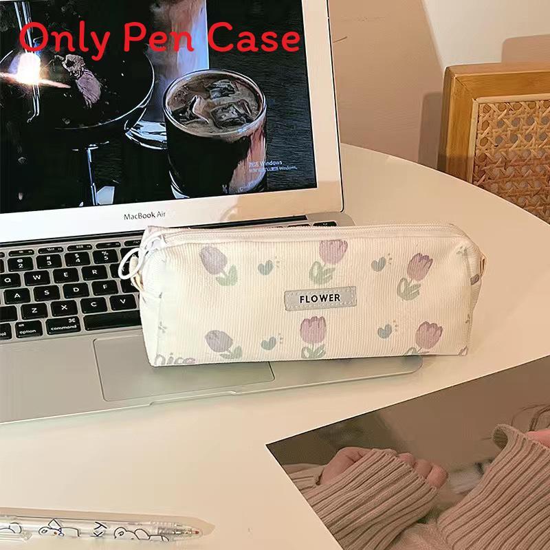 

Canvas Makeup Bag Large Capacity Portable Travel Organizer With Tulip Pattern For Women And Girls Style A