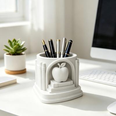 3D Printed Apples Pen Holder Roman Arch Design PLA Desk Organizer for Pencils Markers Creative Gift for Teachers Students Cute Home Office Decor