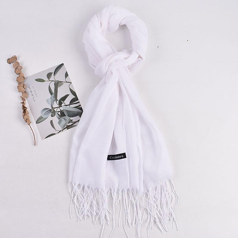 Women 70x200cm Faux Cashmere Solid Fringe Scarf Minimalist Elegant A/C Shawl Soft Breathable Autumn And Winter Warm Scarf