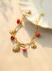 Edelstahl Rot Naturstein Sonne Anhänger Doppelarmband Einfache Unregelmäßige Kette Gold Damen Schmuck Geburtstagsgeschenk