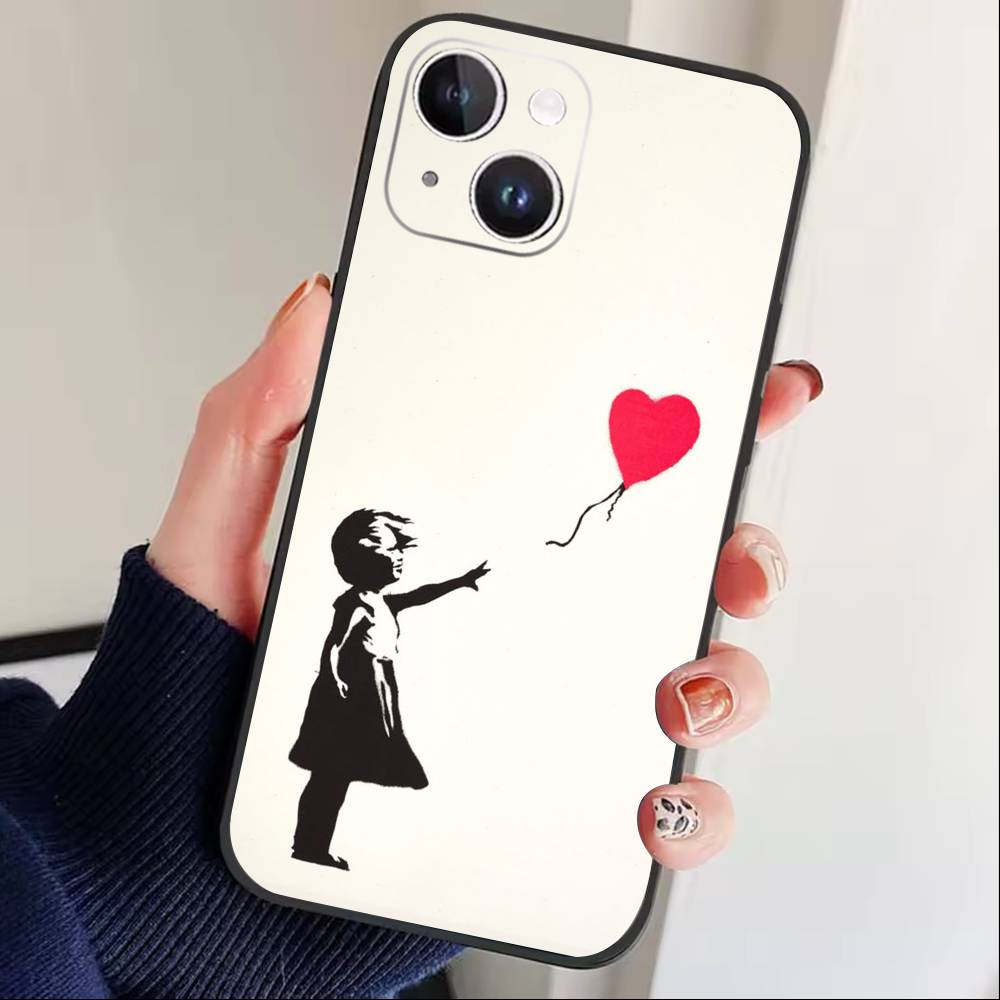 

Graffiti Artist J-Banksy Phone Case For iPhone17,16,15,14,13,12 Plus,Max Soft Silicone Black Cover iPhone14ProMax