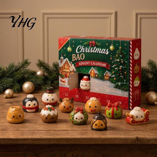Stress Relief Fidgets Christmas Squeeze Advent Calendar 2026, 24 Days Dumpling Fidget Toys Countdown Desktop Relaxation Calendar, Soft Sensory