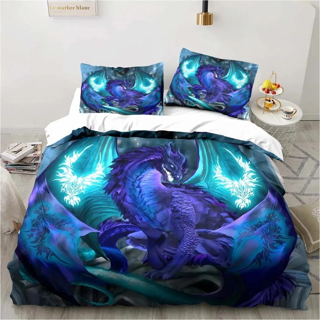 Dragon Head 3D Duvet Cover Set for Bedroom Decor Dragon Bedding Sets King Queen Size Bed Set Home Textiles Bedclothes