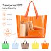 Nuova Borsa Trasparente in PVC Riutilizzabile Borsa a Spalla Solida Borsa Tote Colore Gelatina Viaggio all'Aperto