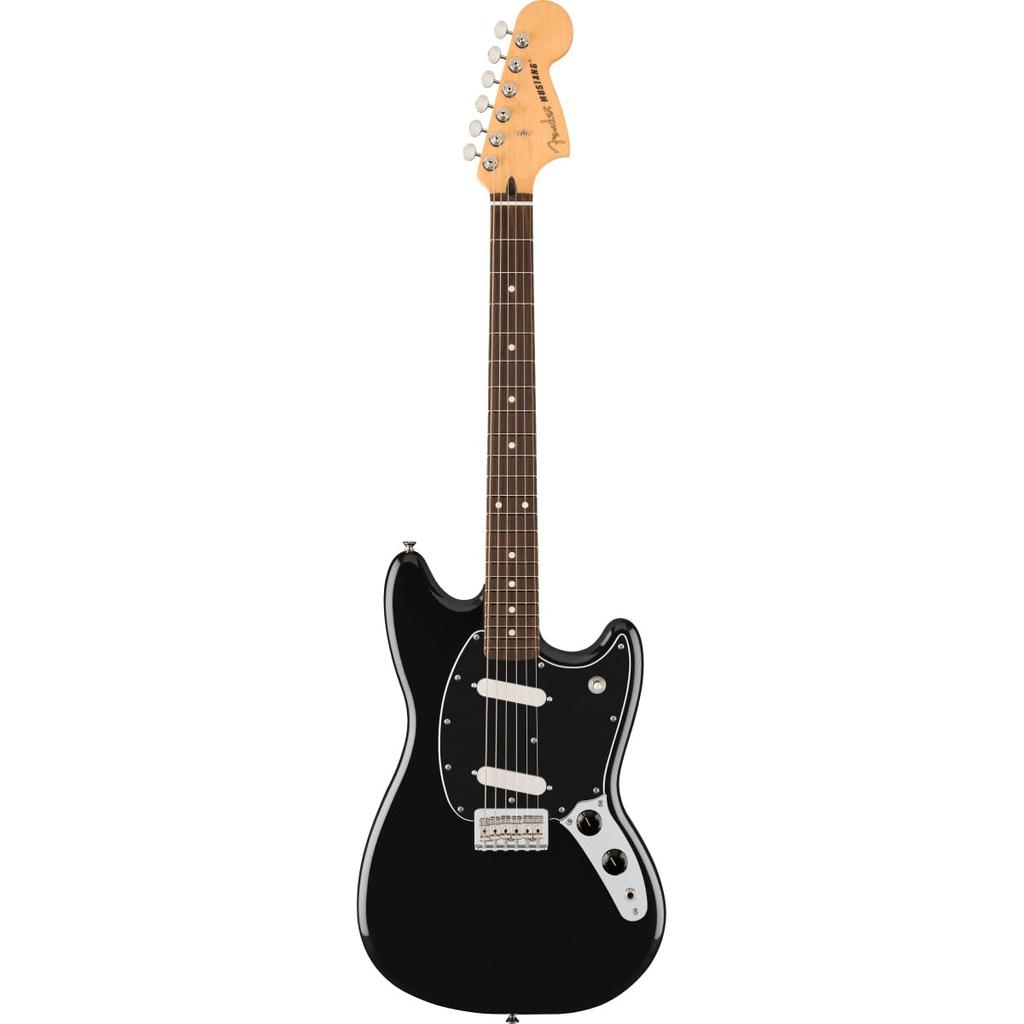 Electric Guitar Player II Mustang, Rosewood Fingerboard, Black with Soft Case