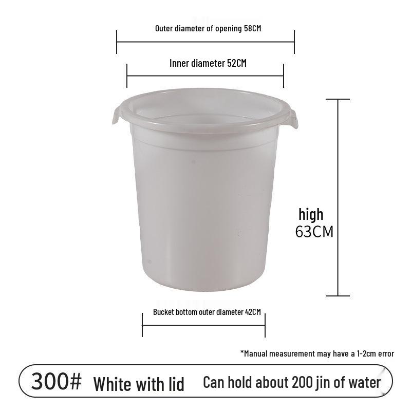 Extra Large Thickened Household Water Storage Bucket with Lid, White, for Fermentation & Enzyme Processing.