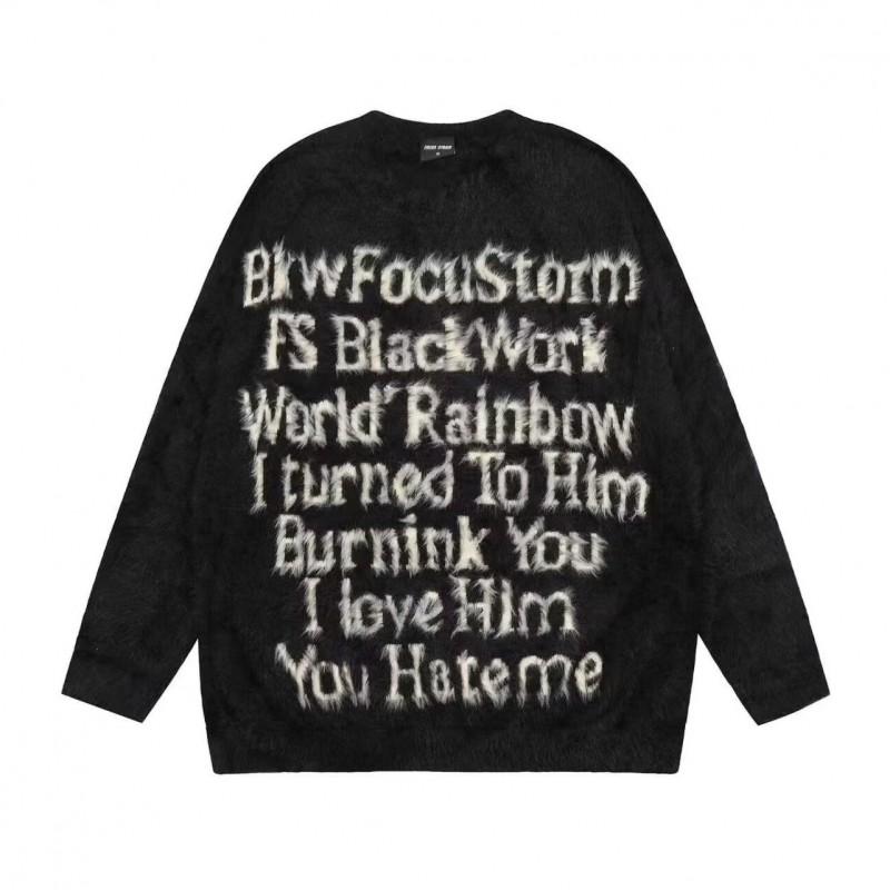 Pull Tricoté Oversize Hommes Femmes Hiver Chaud Coupe Ample Col Rond Manches Longues Pull avec Détail torsadé
