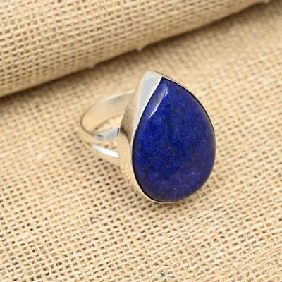 Anello Gioiello in Argento Sterling 925 Fatto a Mano con Pietra Preziosa Lapislazzuli Per Natale