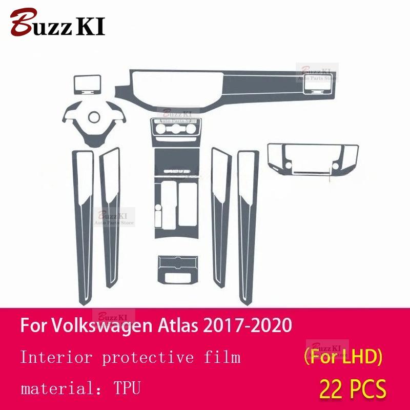 For Volkswagen Atlas 2017-Car Interior Film Dashboard piano board Shift center console Anti-scratch transparent TPU Car Film