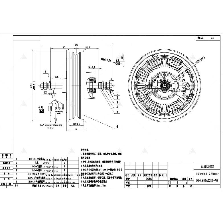 QS MOTOR 10inch 212 800W 60V 27H In-wheel Hub Motor for E-Scooter