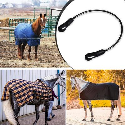 4 Pcs Horse Blanket Straps Adjustable Elastic Tail Strap with Double Ended Clips Stretchy Horse Blanket Leg Straps