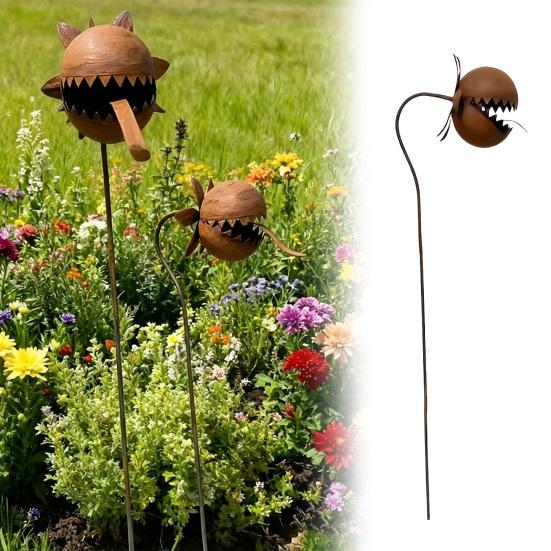 Metal Carnivorous Plant Garden Stake, Large Venus Flytrap Plant Sculpture, Outdoor Decorative Yard Art for Flower Beds, Patios,