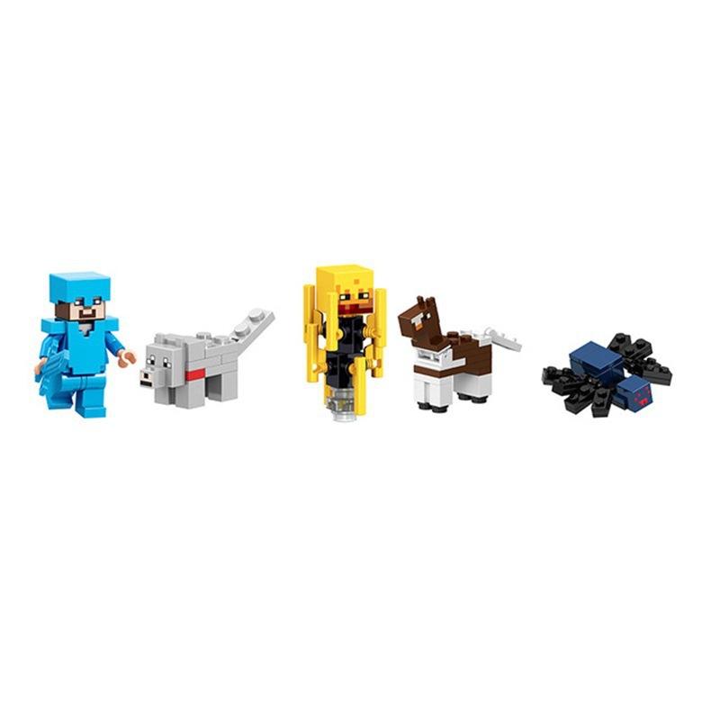 MC World Building Blocks Minifigures 29 Pack Iron Golem Animals House Building Toy Set for Boys