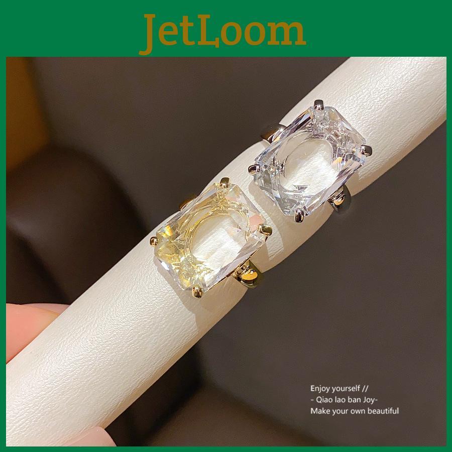 Vintage Style Gold Plated Zircon Square Ring For Women Geometric Design