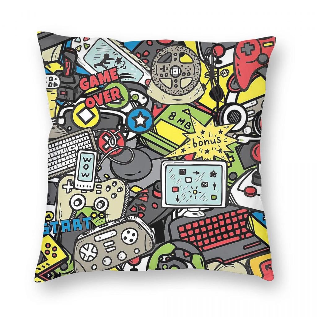 Gaming Colour Wallpaper Square Pillowcase Polyester Linen Velvet Printed Zip Decorative Pillow Case Car Cushion Cover x