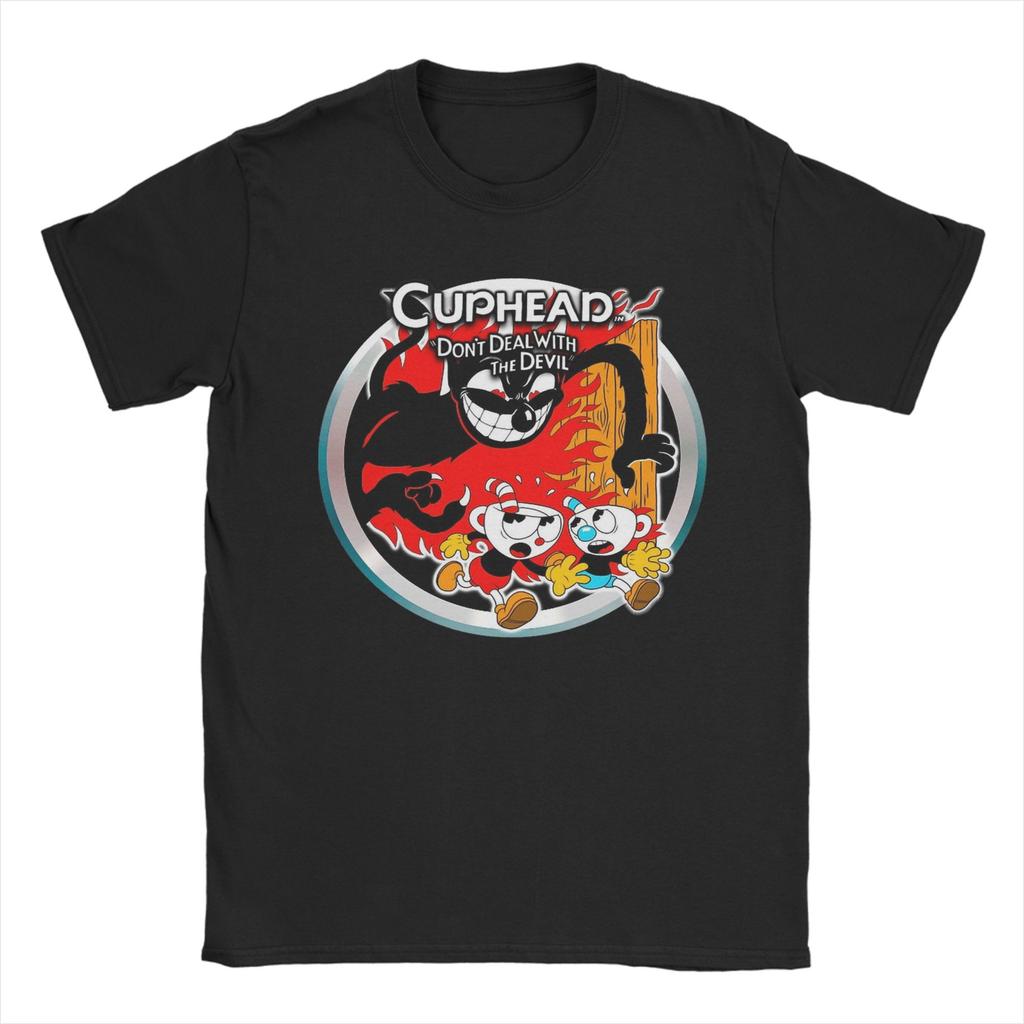 Cuphead Mugman Dynamic Duo 100 Cotton TShirt For Mens Summer Y2K Comfortable Harajuku Tees Oversize Custom Logo Clothing