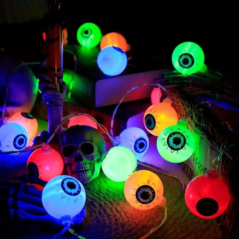 1PC Halloween Eyeball LED Lights Battery Powered Decoration String Lamps Haunted House Bar Holiday Party Spooky Lighting