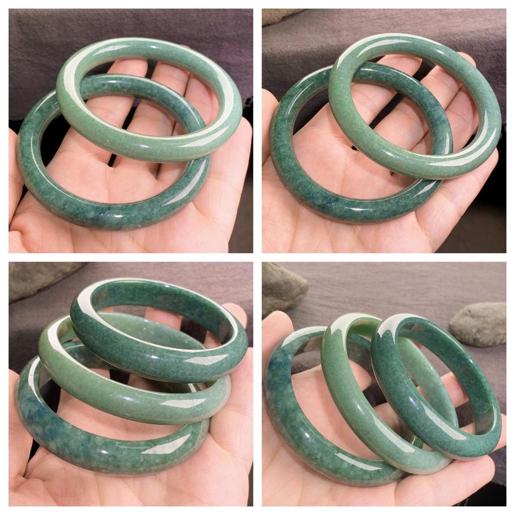 Natural A-Grade Burmese Jadeite Bangle, Round Bar, Bean and Apple Green Jade Jewelry.