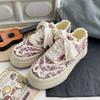 Fashion Women Canvas Shoes Female Multicolor Platform Sneakers Ladies Lace Up Thick Bottom Casual Shoes Flat Skateboard Shoes
