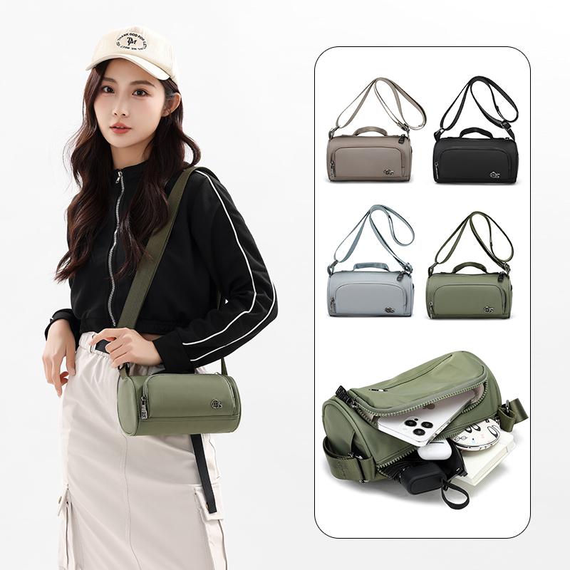 Cylinder Women's Bag Solid Color Nylon Bag Mobile Phone Bag Shoulder Crossbody Bag