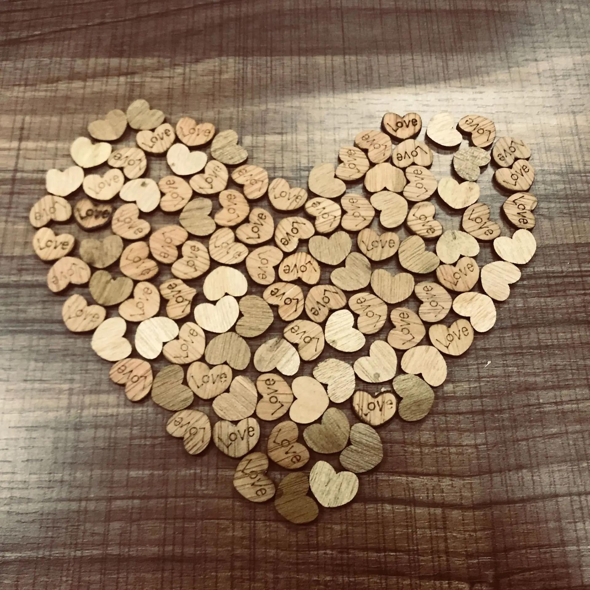 

12*15mm 100pcs Wooden Love Heart Wedding Table Scatter DIY Craft Accessories Rustic Wedding Party Decoration Favor Scrapbooking
