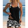 European and American New Printed Split Swimsuit Women's Conservative Quick-drying Boxers