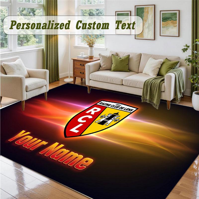 Crystal Velvet Square Rug Custom Nameracing club de lens Pattern Non Slip Home Floor Decor Rug