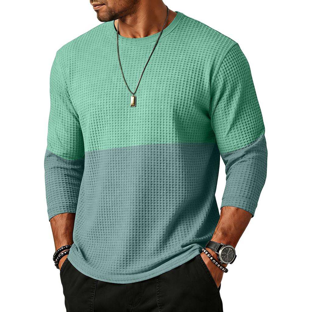 Herre Sport Fritid Waverg Rund Hals Trekvartærmet T-shirt