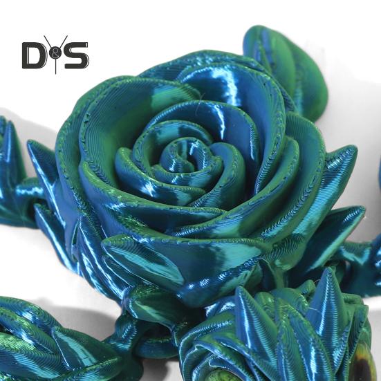 3D Printed Rose Turtle Figurine Movable Joints Flower Sea Tortoise Figure Articulated Animal Model Toy Home Office Bookshelf Desktop Decoration