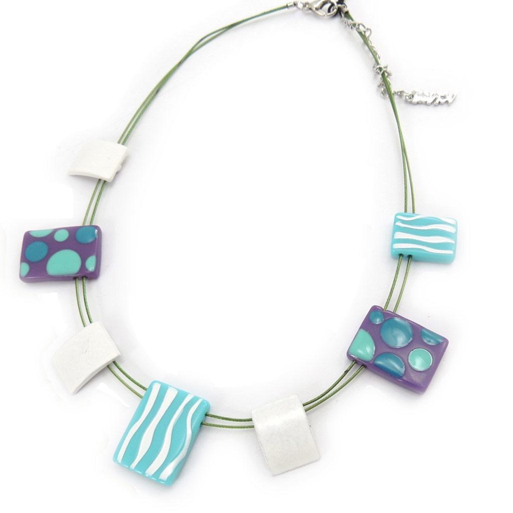 NOA [K0160] - Turquoise Purple 'Coloring' Designer Necklace