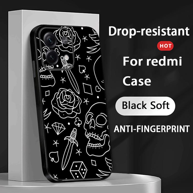 

Cool hip-hop Skull logo poster Phone Case For Redmi Note 14 13 12 11 Pro Plus S 5G 14C A3 Soft Black Phone Cover Redmi Note 13 Pro 4G