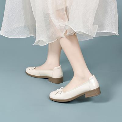 Bow Shallow Mouth Single Shoes Women's 2025 Gentle Wind Ballet Shoes French Mary Jane Shoes Loafers Entity