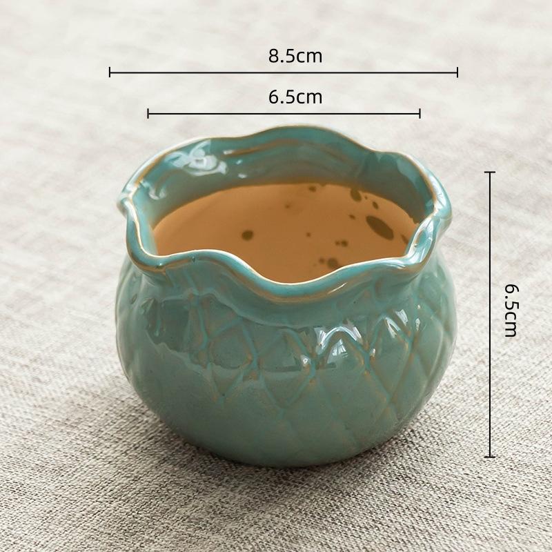 Creative Ceramic Flowerpot Petal-Rim / Lotus Shape Succulent Planter Desktop Ornament for Home Garden Decor