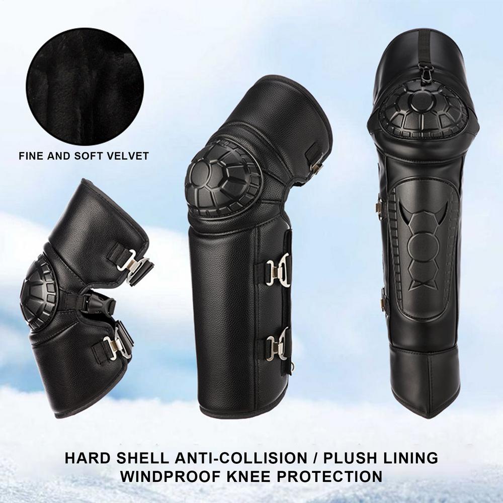 Winter Electric Motorcycle Knee Guards Riding Waterproof Cold Collision Resistant Warm PU Windproof Thickened Leg and Knee Guard