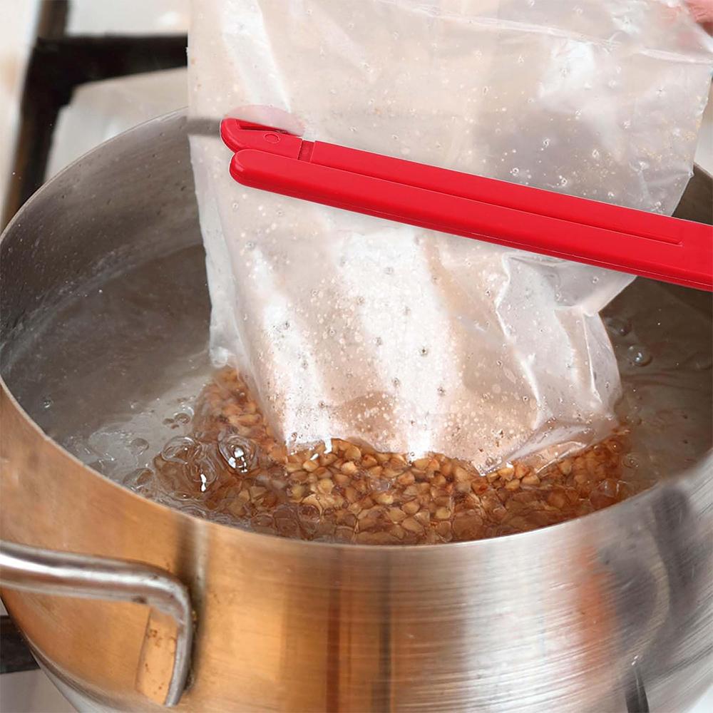 LMETJMA Food Bag Opener Food Bag Pouch Cutter Opener with Stainless Steel Blade Food Bag Cutter Squeezer with Suction Cup Hang