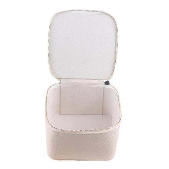 

Дорожная шкатулка для украшений с карманами на молнии, пылезащитная, компактная, портативная, для хранения сережек, ожерелий и колец бежевый