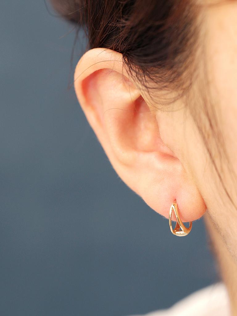 Minimalpiercing 14K Bold Double-Strand Ring Piercing Earrings
