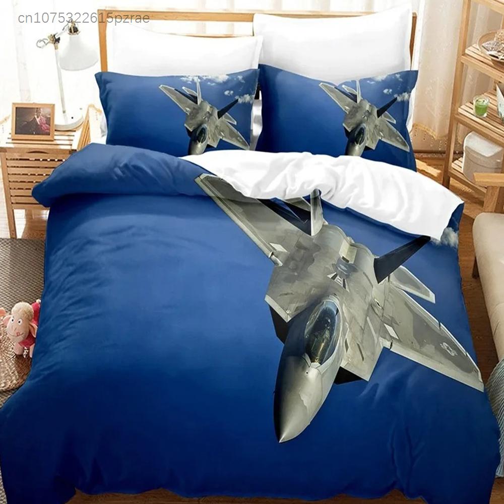 Fighter Fire King Queen Full Duvet Cover Cool Airplane Bedding Set Military Fans Quilt Cover Red Black Polyester Comforter Cover