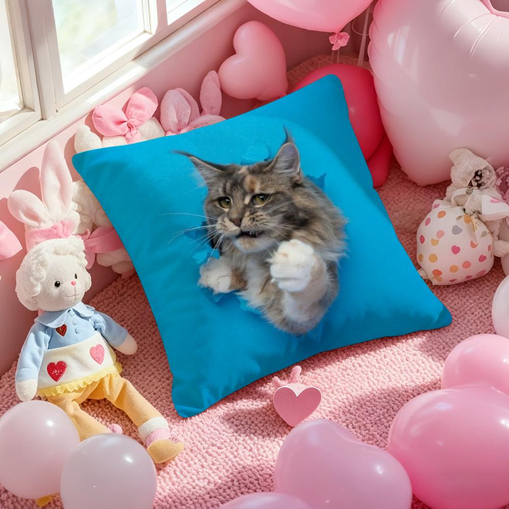 Cute Naughty Cute Cats Dogs Cushion Cover Pattern Printed Pillowcase for Living Room Sofa Cushion Cover & Bedroom Decor
