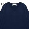 Regular Fit Pullover Knitting Sweater V-Neck Solid Color Long Sleeve Ribbed Hem Cuff Women Jumper Tops Autumn Winter Casual Street Party Uniform
