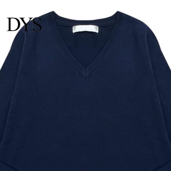 Regular Fit Pullover Knitting Sweater V-Neck Solid Color Long Sleeve Ribbed Hem Cuff Women Jumper Tops Autumn Winter Casual Street Party Uniform